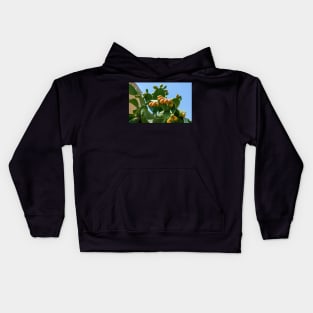 Orange fruits of Opuntia ficus-indica (prickly pear) Kids Hoodie